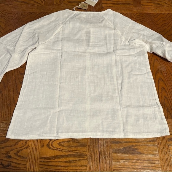 NEW Faherty Celina Puff Sleeve Organic Cotton Blouse in White Sz XS Boho - Picture 11 of 14